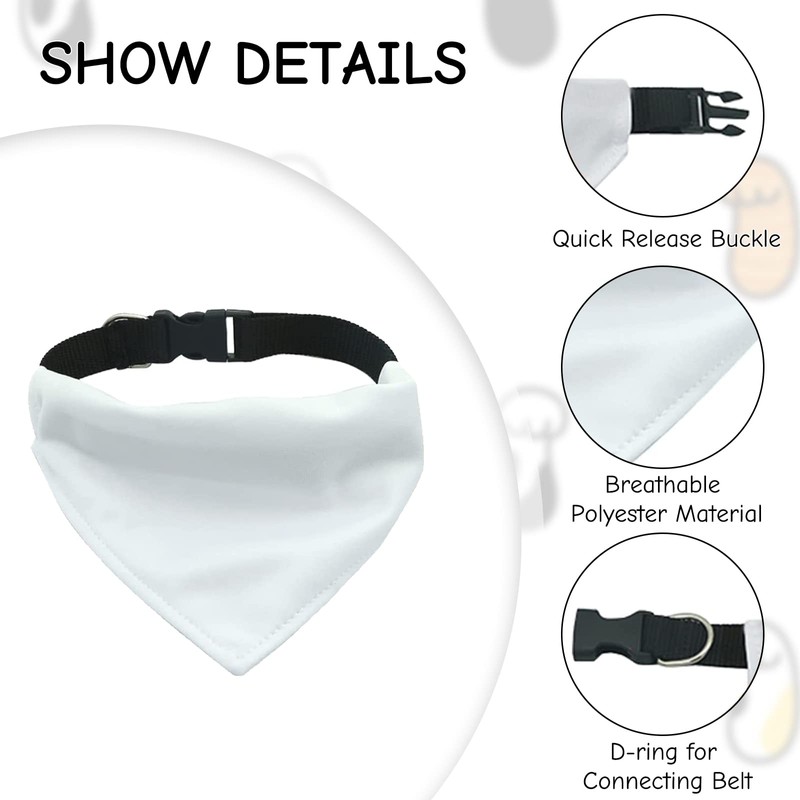 URROMA 4 Pack White Triangle Dog Bandana Collar with Adjustable