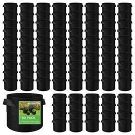 LITLANDSTAR 100-Pack 10 Gallon Grow Bags, Heavy Duty Thickened Nonwoven Aeration Fabric Pots with Handles, Aeration Grow Bags for Vegetable/Flower/Plant