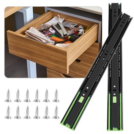 14 inch Soft Close Drawer Slides 6 Pairs Ball Bearing Full Extension Cabinet Drawer Slides 3 fold, Side Mount, 100 LB Capacity Heavy Duty Drawer Slide 14" Black