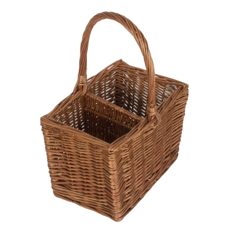 Red Hamper DB001 Wicker Double Steamed 2 Bottle Drinks Basket