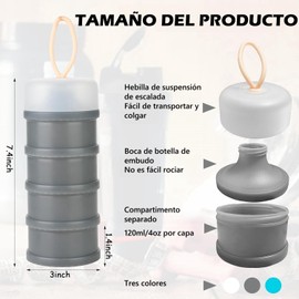 Dispensador de Leche en Polvo, Almacenador Portátil de Leche En Polvo Dispensador Leche en Polvo, Portátil Dosificador Leche en Polvo, Contenedor de almacenamiento de viaje (Gris Gris)