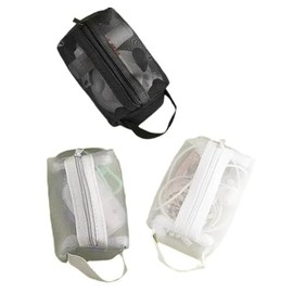 AWOCAN 3PCS Mini Zipper Mesh Bags Portable Square Mesh Coin Purse Travel Storage Carry Pouch for Coin,Purse, Daily Essentials, Cosmetics, Charging Cable (Black+White+Grey)