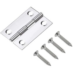 clóset plegable de acero inoxidable, tornillos de distribución de puerta de clóset, accesorios para muebles del hogar, bisagras de acero inoxidable (6 piezas, 1 pulgada, 4 agujeros)