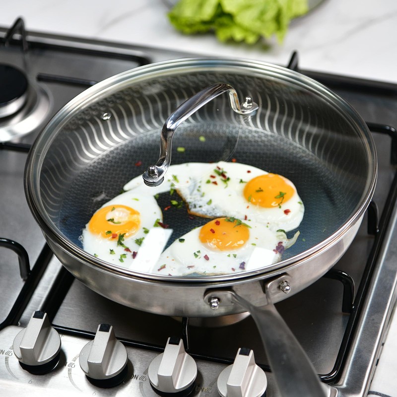 12 IN Glass Lid with Stainless Steel Handle for Frying