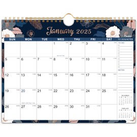 2025 Calendar - Wall Calendar 2025, Jan.2025 - Dec.2025, 8.5" x 11", 2025 Wall Calendar with Twin-Wire Binding, Hanging Hook, Unruled Block - Engraved Art Floral
