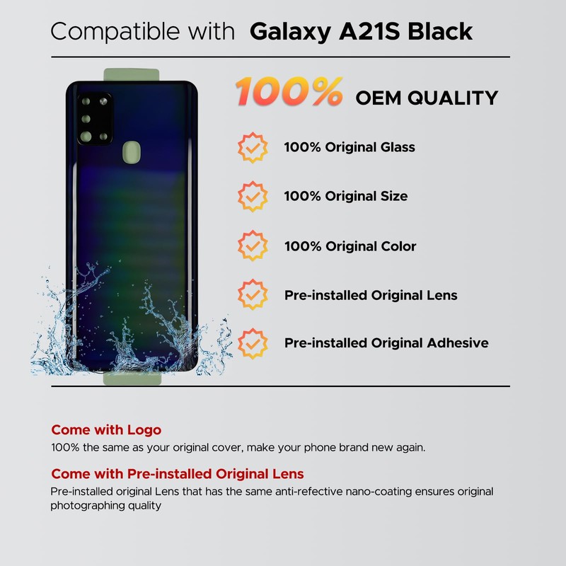 GREEN FUSION Compatible with Galaxy A21S Back Cover Replacement, A21S