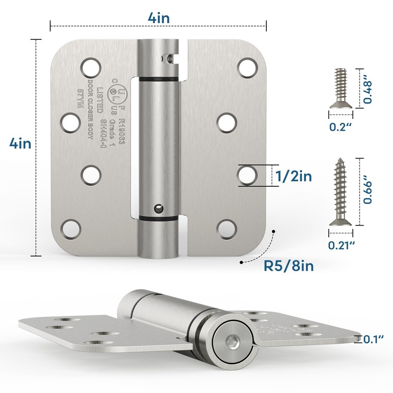 Treasem Self Closing Door Hinges, Auto Closing Spring Hinges with
