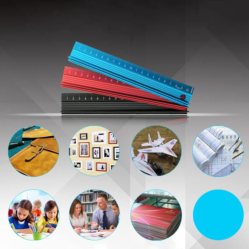 BAIYAN Drafting Straight Ruler, Aluminum, Black, 7.9 inches (20 cm)