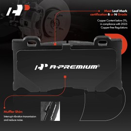 A-Premium Front Ceramic Disc Brake Pads Set Compatible with Select Infiniti Models - Q50 2014-2019, Q60 2014-2015 2017-2018, G37 2008-2013, M37, M56, QX70, Q70, Q70L, FX50 & Nissan 370Z, 4 Pcs