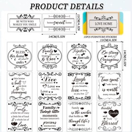 Wxiben Inspirational Rub on Transfers for Crafts - 15 Sheets Vintage Words Rub on Transfers for Furniture Black Warm Letters Rub on Transfer Decal Stickers for Wood Scrapbook DIY Craft Home Decor