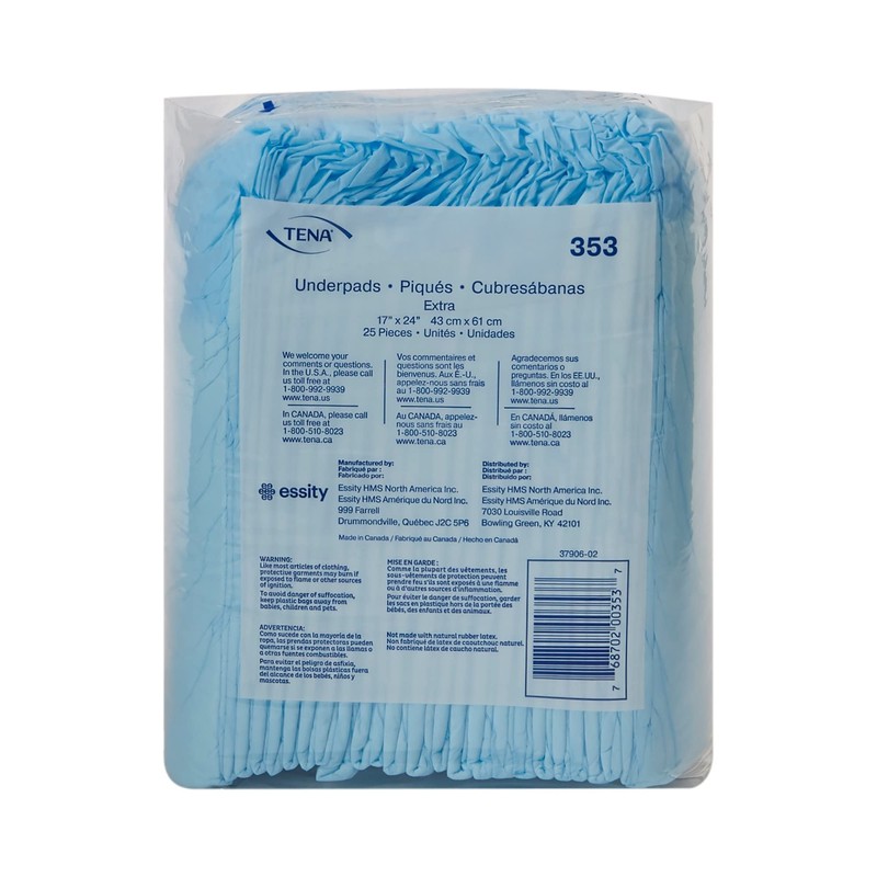 TENA Extra Underpad, Incontinence, Disposable, Light Absorbency, 17 in x