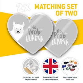 Awesome 2 x Heart Stickers 10 cm - BW - No Prob Llama Funny Quote Alpaca Fun Decals for Laptops,Tablets,Luggage,Scrap Booking,Fridges #37669