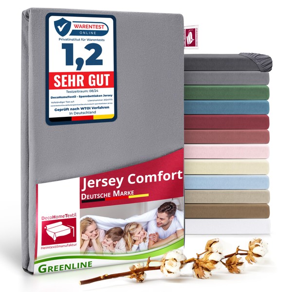 Greenline Fitted Sheet Premium Jersey Made of 100% Cotton Greenline
