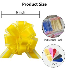 jefyghe 6 PCS Large Pull Bows 6 Inch Yellow Bows for Gift Wrapping Wedding Basket Decorated Birthday Party Gift Boxes and Flower Decorations