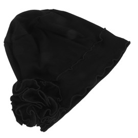 Ipetboom Large Flower Headwear Hat for Women Chemotherapy Cover Turban Chemo Hat Women's Headwear Flower Wrap Black