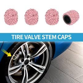 A ABSOPRO Tire Valve Stem Caps 8V1 14x15MM Car Wheel Valve Cap Polymer Clay Rhinestones Pink for Car Bike Motorcycle Truck Tyre Valve Stem Cover Valve Dust Cap Tire Valve Cap 4 Pcs