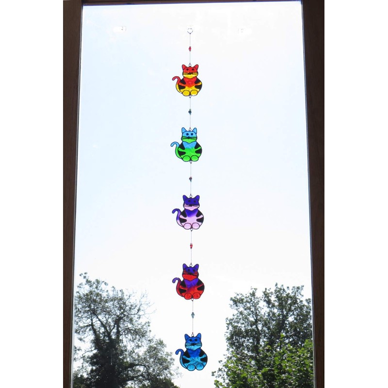 Purity Style String of 5 Cats Sun-catcher/Light-catcher