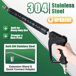 Coyardor Pressure Washer Gun Wand with Swivel, Durable 304 Stainless Steel Extension Lance, 4000PSI Power Washer Handle with 3/8" Plug & M22 Inlet 1/4" Quick Connect for Foam Cannon Car Wash