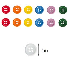 Buttons with 4 Holes, Assorted Colors Buttons,for Sewing Buttons with Bag, 50 Pcs, for Sewing, DIY, Sewing Supplies (Colorfull, 1 Inch)