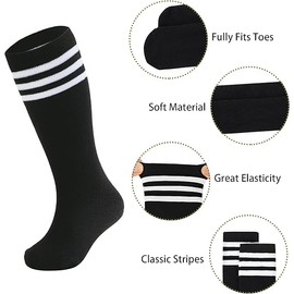 Zando Children's Football Socks, 4 Pairs of Children's Football Socks, Socks for Boys and Girls, Football Training, Running, Sports 2025, Black/White/Red/Sapphire Blue