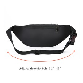 DAITET Riñonera para hombres, mujeres y niños, cinturón ajustable, bolsa de viaje impermeable, bolsa de correr (negro brillante)
