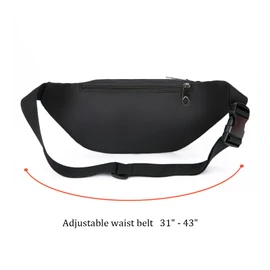 DAITET Riñonera para hombres, mujeres y niños, cinturón ajustable, bolsa de viaje impermeable, bolsa de correr (negro brillante)