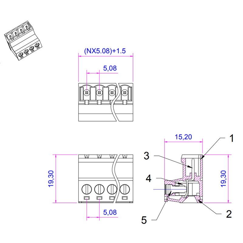 ATMLCOER 30Set 2 Pin 5.08mm Pitch Screw Terminal Block Connector