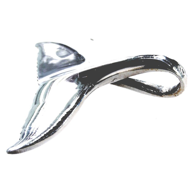 Whale Fin Pendant in 925 Sterling Silver with Cotton Necklace