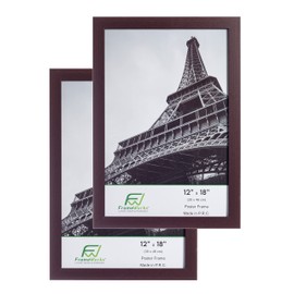 FrameWorks 12”x18” Wooden Poster Frame, Classic Mahogany Matte Edged Frames w/Shatterproof Acrylic Glass, Photos, Posters, Prints, Wall Decor – Home, Office, Gallery Display - Mahogany - 2 Pack
