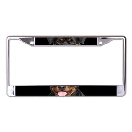 Rottweiler Face Chrome License Plate Frame