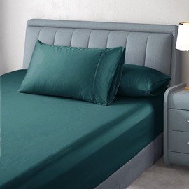 Luxton 1000TC Egyptian Cotton Fitted Sheet Set Single Size Emerald Green Color 40cm Deep Pocket Breathable Cotton Sateen Combo Fitted Sheet 2PCS Set NO Flat Sheet (Single Size, Emerald Green)