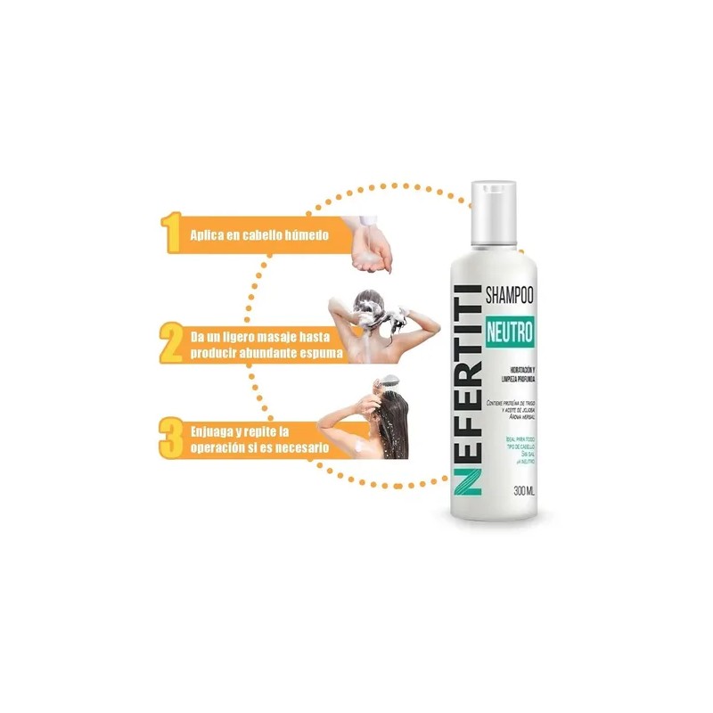 Shampoo Neutro Sin Sal Nefertiti Limpieza Profunda 300ml