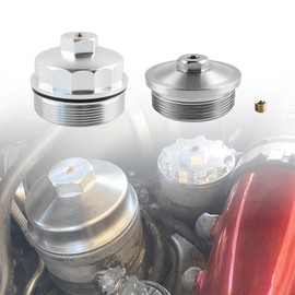 Fuel Filter Cap + Diesel Aluminum Oil Filter Cap Compatible with 2003-2007 Ford 6.0L F-250 Supe-r Duty/F-350 S-uper Duty/F-450 Sup-er Duty/F-550 Su-per Duty,Powerstroke Diesel Engines