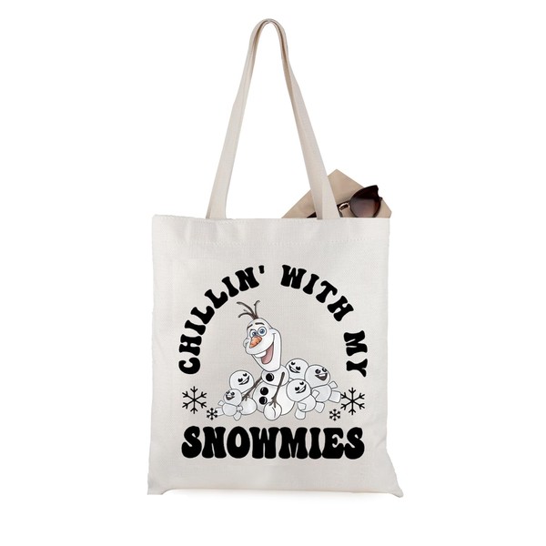 Cute Olaf Chillin With My Snowmies Canvas Tote Bag for