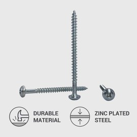 Marcopol Pack of 100 DIN 7981 Galvanised Steel 5.0 x 70 mm Wood Screws, Chipboard Screws with Rounded Head, Universal Screw, PZ Full Thread (100, 5.0 x 70 mm), Silver