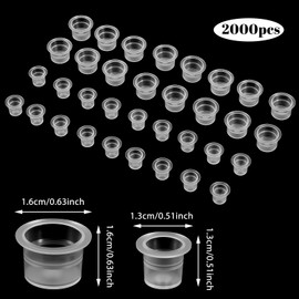 Ptwola 2000PCS Tattoo Ink Caps Plastic Ink Cups Pigment Container with Base 2 Sizes 13mm 16mm Disposable Self Standing Tattoo Caps Supplies for Permanent Makeup