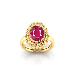 LMDPRAJAPATIS 11.25 Carat Vintage Natural Ruby Gemstone Wedding Adjustable Gold Ring For Women| Unique Proposal Art Deco Flower Ring