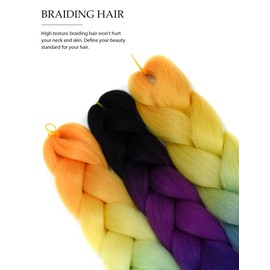 Yamel Braiding Hair Extension, Kanekalon Braiding Hair for Braiding Crochet Twist Box Braids Hair 24 Inch 3 Piece Random Colour Jumbo Braiding Hair