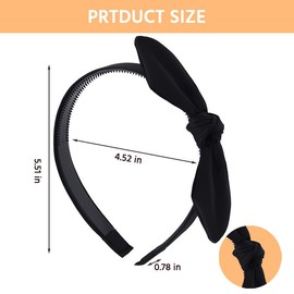 Black Bow Headband Knotted Bow Headbands for Women Bunny Rabbit Ears Headband Head Bands for Women's Hair Non Slip Bowknot Headbands Hair Bow Accessories for Girls Prom Cosplay