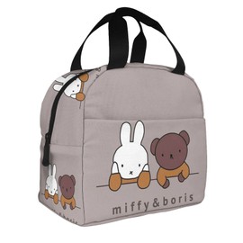 Miffy Insulated Lunch Bag, Black Lunch Box, Thermal, Insulated Bag, Zipper Included, Compact, Bento Bag, Soft Cooler Bag, Tote, Eco Bag