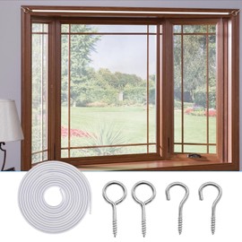 LWMLWM Curtain Wire 4 Metres White Curtain Ropes Plastic Coated Curtain Wire with 10 Hooks and 10 Eyelets Curtain Wire Rope Set for Curtain Rods Curtains Shower Curtains