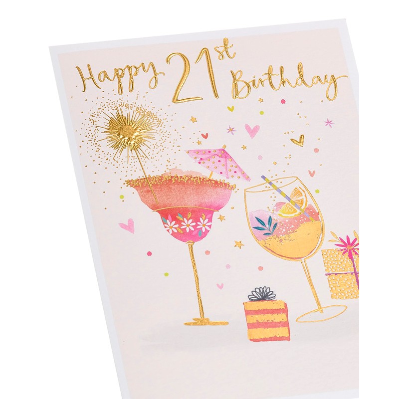 UK Greetings 21st Birthday Card for Her/Friend - Cocktail Design