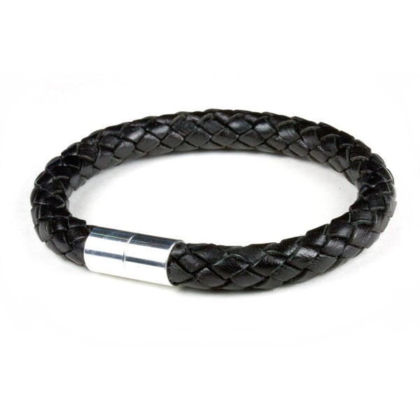 Suki PRO Braided Leather Magnet Therapy Bracelet -8mm (5/16") Black