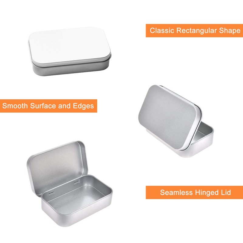 DUOFIRE Rectangular Tin Box with Lid Metal Container Small Tin
