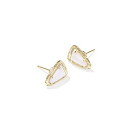 Kendra Scott Cheer Stud Earrings, 14K Gold-Plated Brass, Fashion Jewelry for Women, White Mother Of Pearl