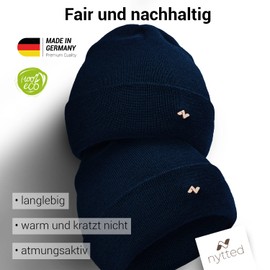 NYTTED® Merino Hat Made from 100% Finest Merino Wool for Men and Women, Cuddly Soft and Very Warm, Merino Beanie, Winter Hat, Wool Hat, Knitted Hat, navy, Einheitsgröße