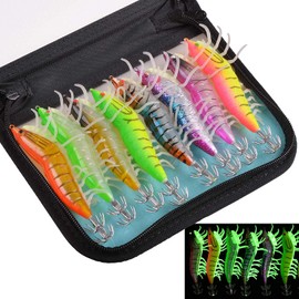 Luminous Squid Jig Hook Saltwater Fishing Lures Plastic Glow Shrimp Hard Bait Artificial Fishing Lure Set Octopus CuttleFish