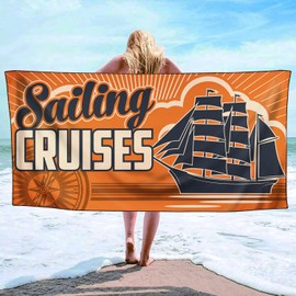 OHTMTHO Thin Lightweight Microfiber Beach Towel Extra Large 36"x72", Sand Free Quick Dry Compact Towels for Swimming Pool Vacation Travel Cruise Ship Camping Picnic, Sailing Boat