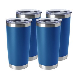 HASLE OUTFITTERS 20oz Tumblers Stainless Steel Mugs with Lid Double Wall Vacuum Insulated Coffee Cups for Cold & Hot Drinks (20oz-Dark Blue, 4 Pack)