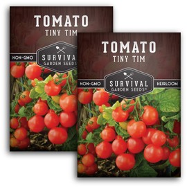2 Packs Tiny Tim Tomato Seeds for Planting with Instructions to Grow in Your Home Vegetable Garden - Non-GMO Heirloom - Survival Garden Seeds